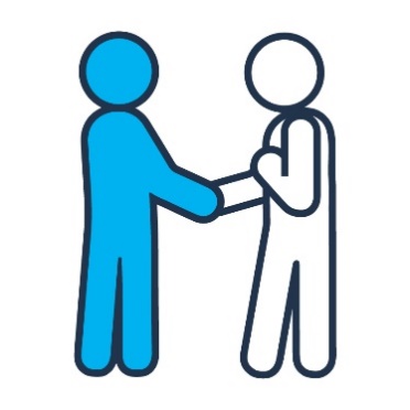 2 people shaking hands.