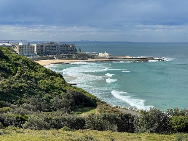 A landscape showing a beach in Newcastle.
