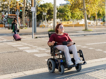 A person crossing a road.
