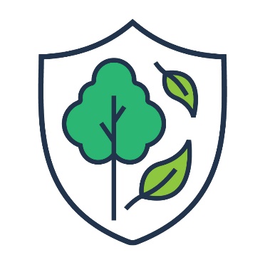 A shield. Inside the shield is a tree and leaves.