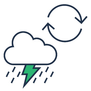 A change icon next to a storm cloud with rain.