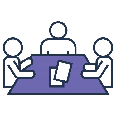 3 people having a meeting.